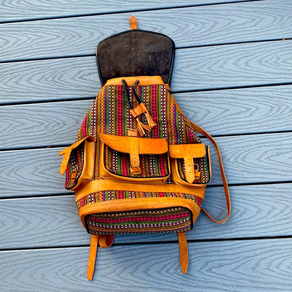 Afghan Handmade Leather-Stitchwork Backpack/Satchel